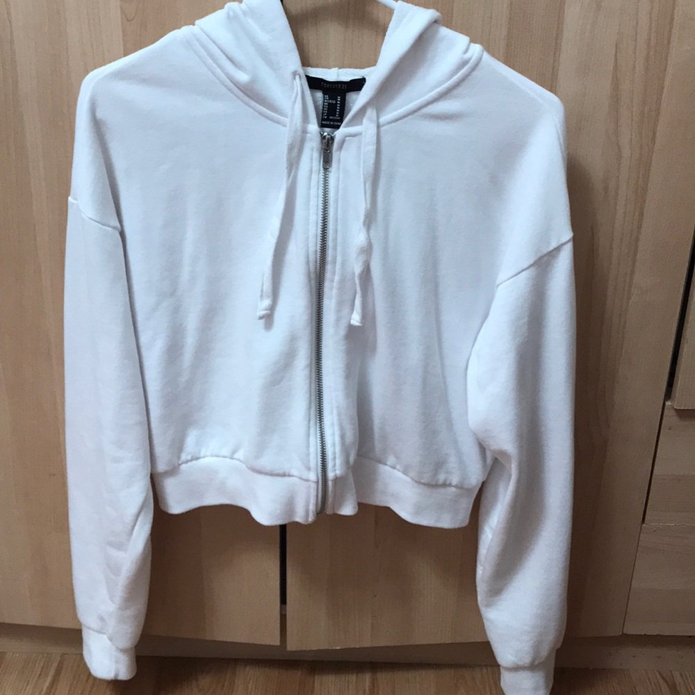 White cropped hoodie